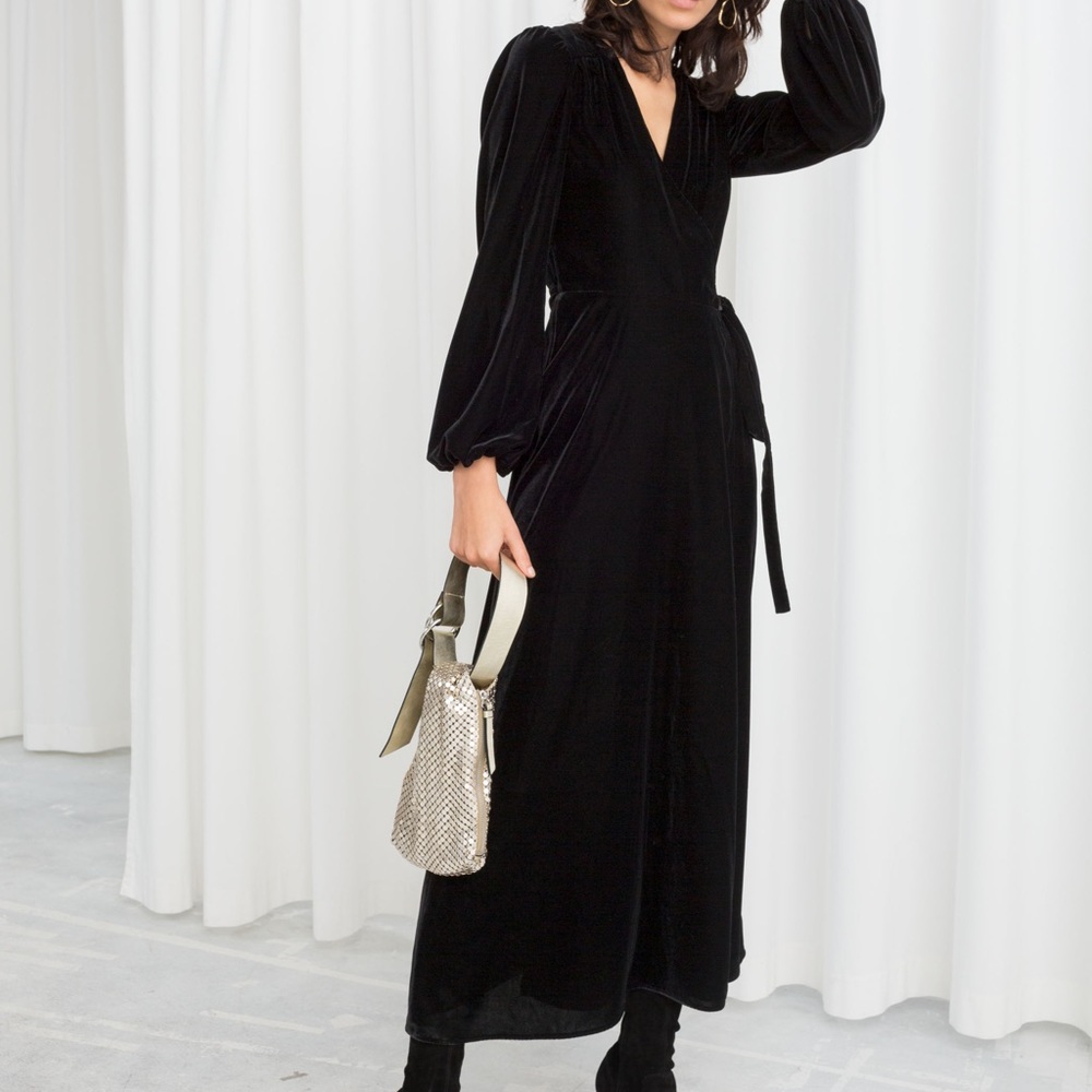 & Other Stories black velvet wrap dress